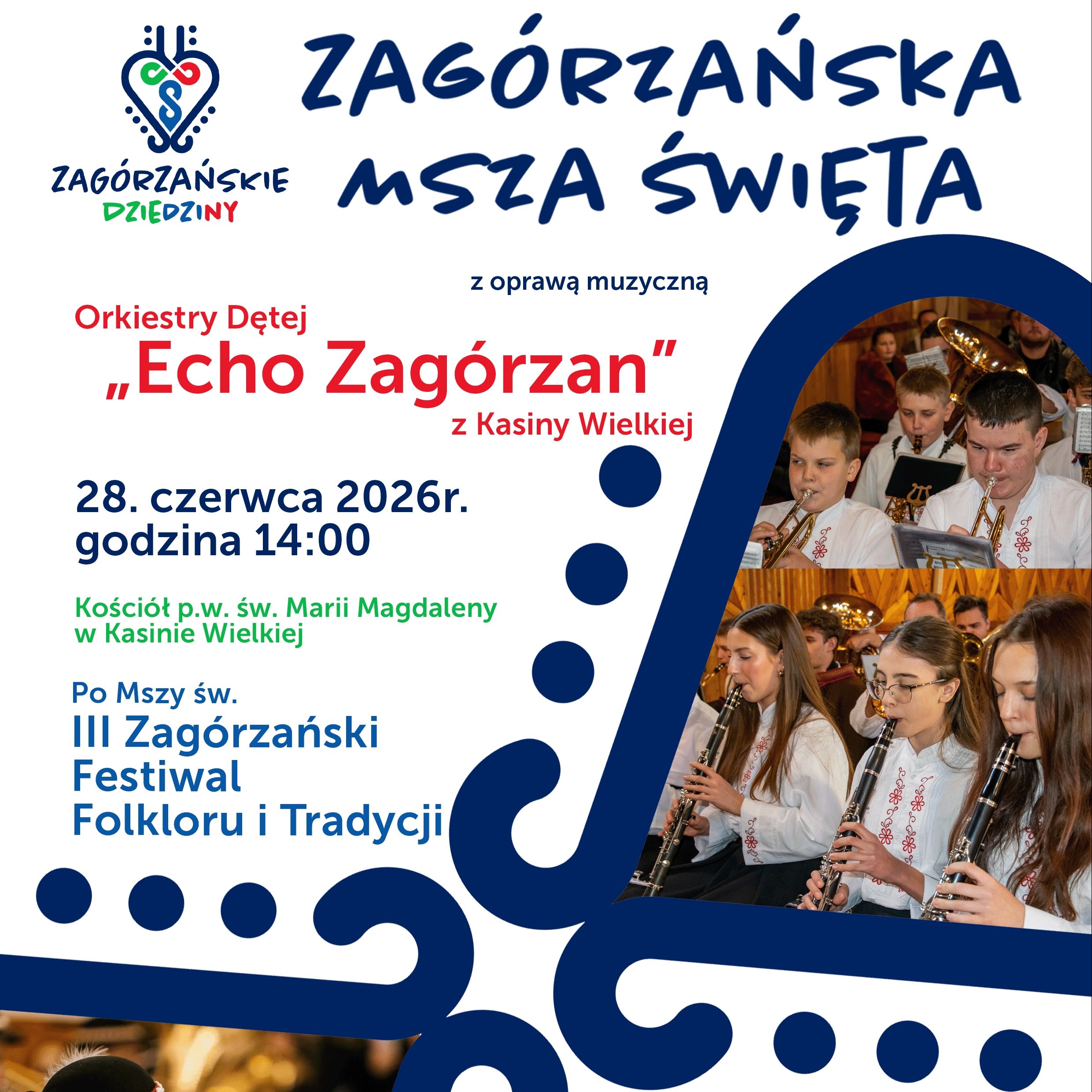 miniaturka dla wpisu o tytule: Zagórzańska Msza św. z oprawą muzyczną Orkiestry Dętej Echo Zagórzan z Kasiny Wielkiej